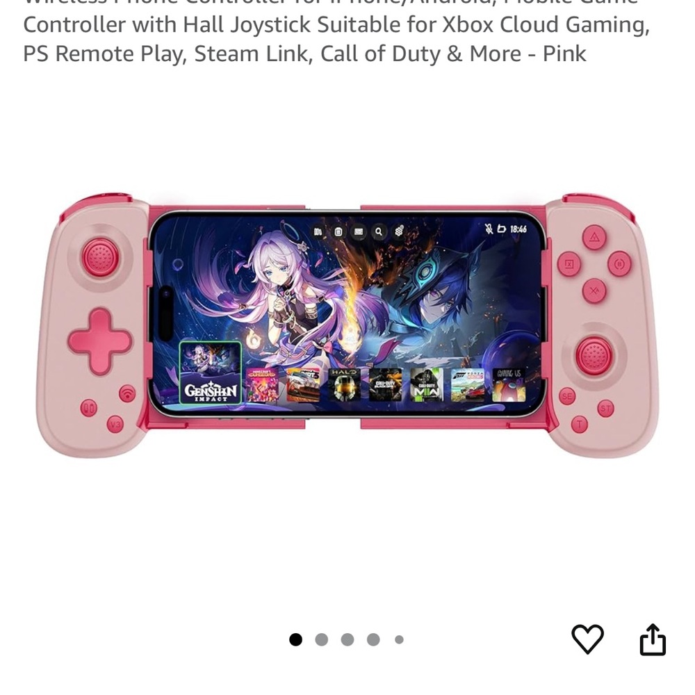 Pink Wireless Mobile Game Controller for iPhone/Android